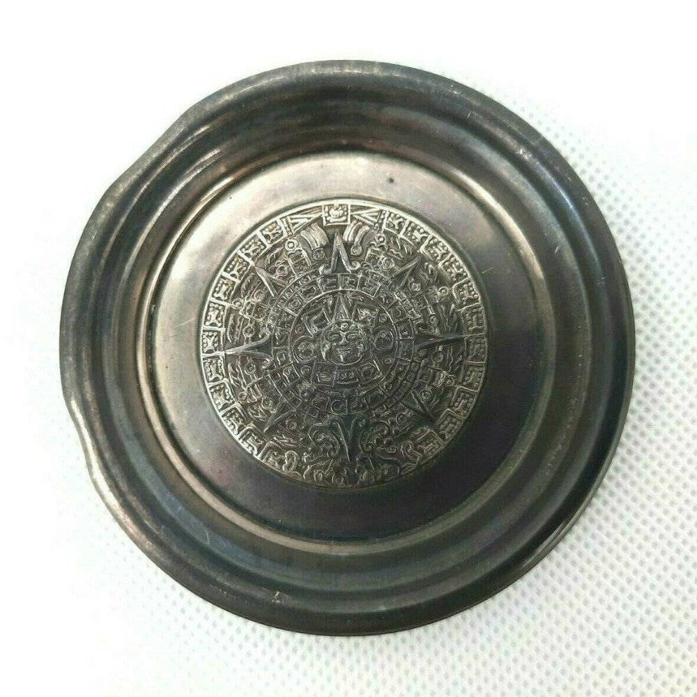 Vintage 925 Sterling Silver Mexican Mayan Calendar Design by Plat-Mex-S.A 33. 3"
